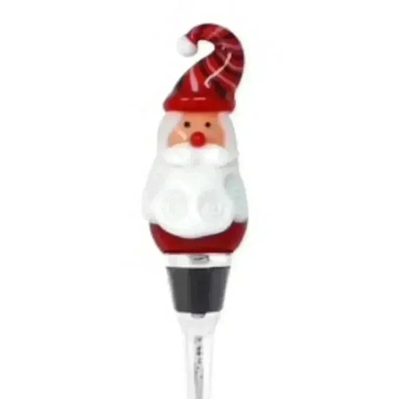 6" Santa Claus Hand Blown Glass Wine Bottle Stoppe - Picture 1 of 4